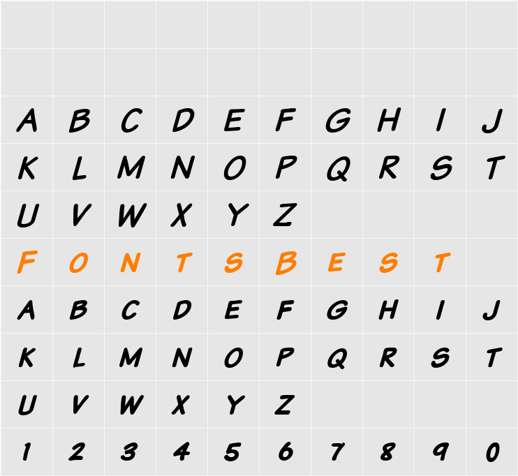 Komika Text Kaps Character Map