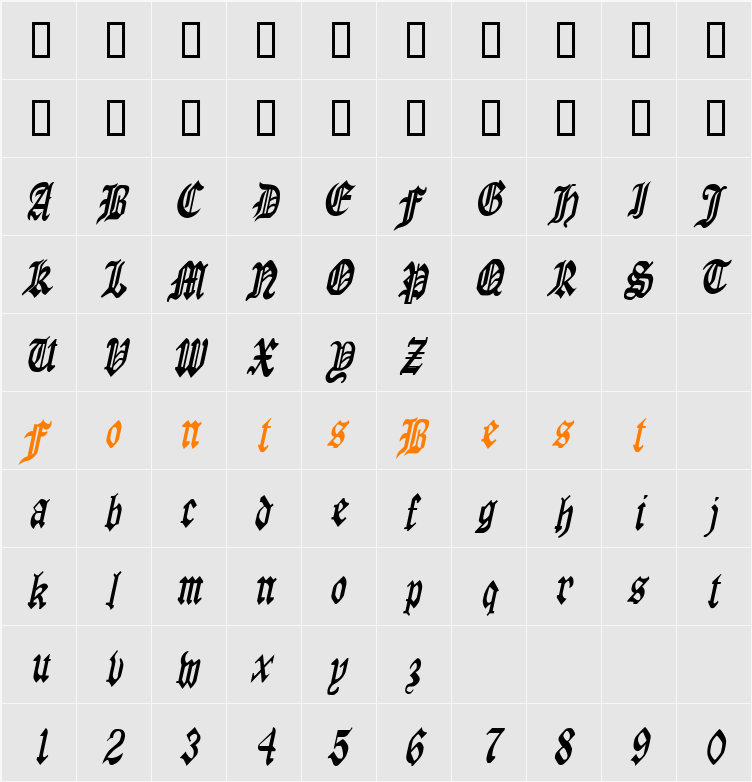 Manuscript-Condensed Character Map