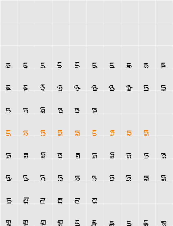 Dedris-c1 Character Map