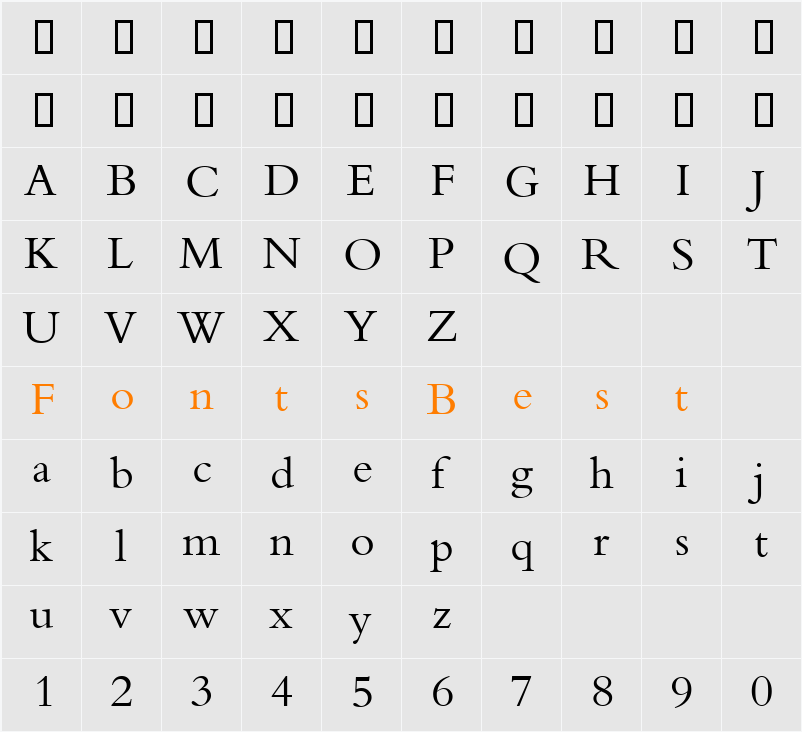 New Uyghur Font 001 Character Map
