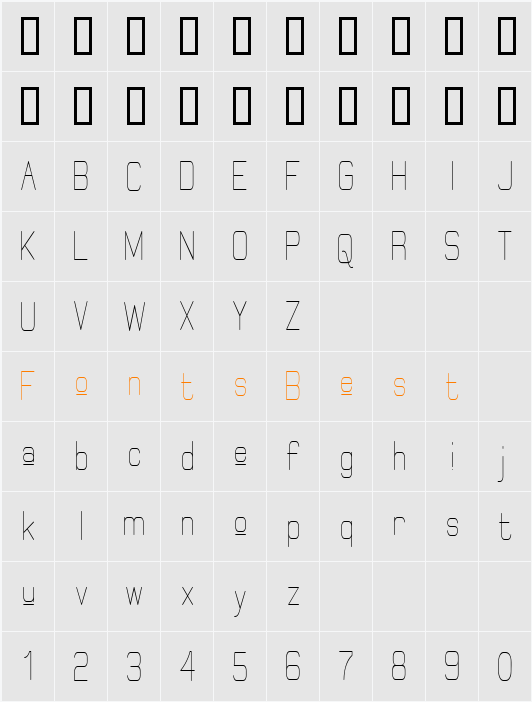 Elgethy Upper Condensed Character Map