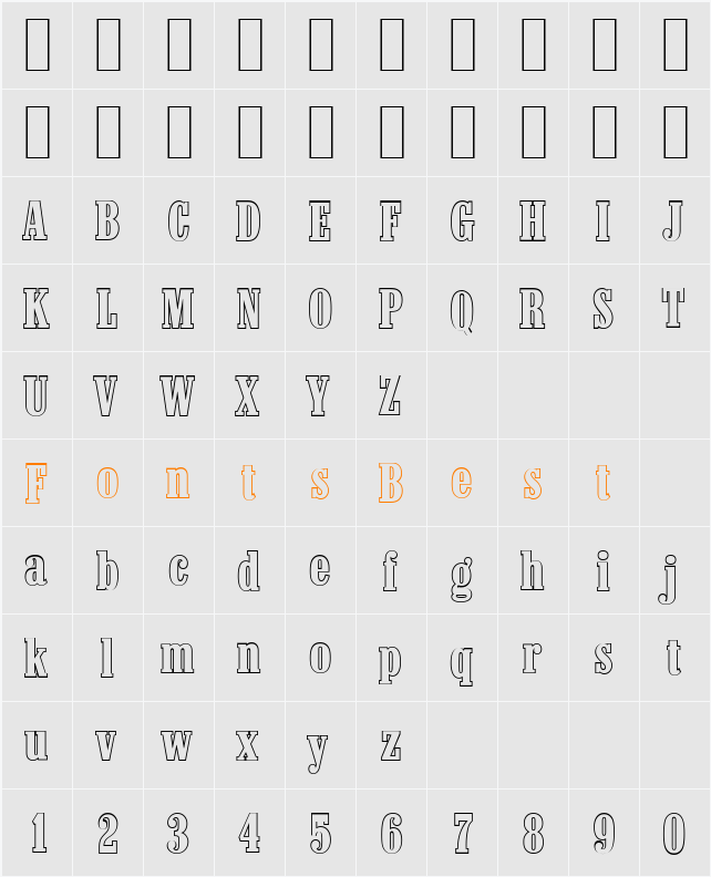 ColonelOutline Character Map