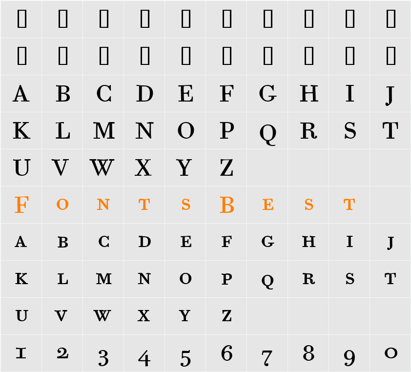 Bodoni Six SC ITC TT Character Map