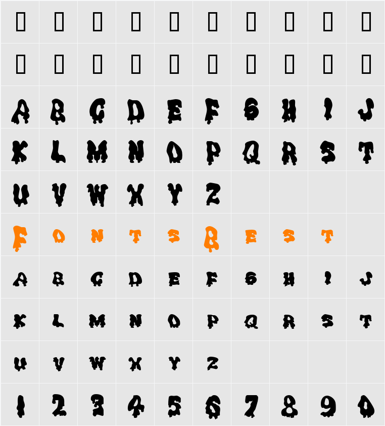 DrippingGoo Character Map