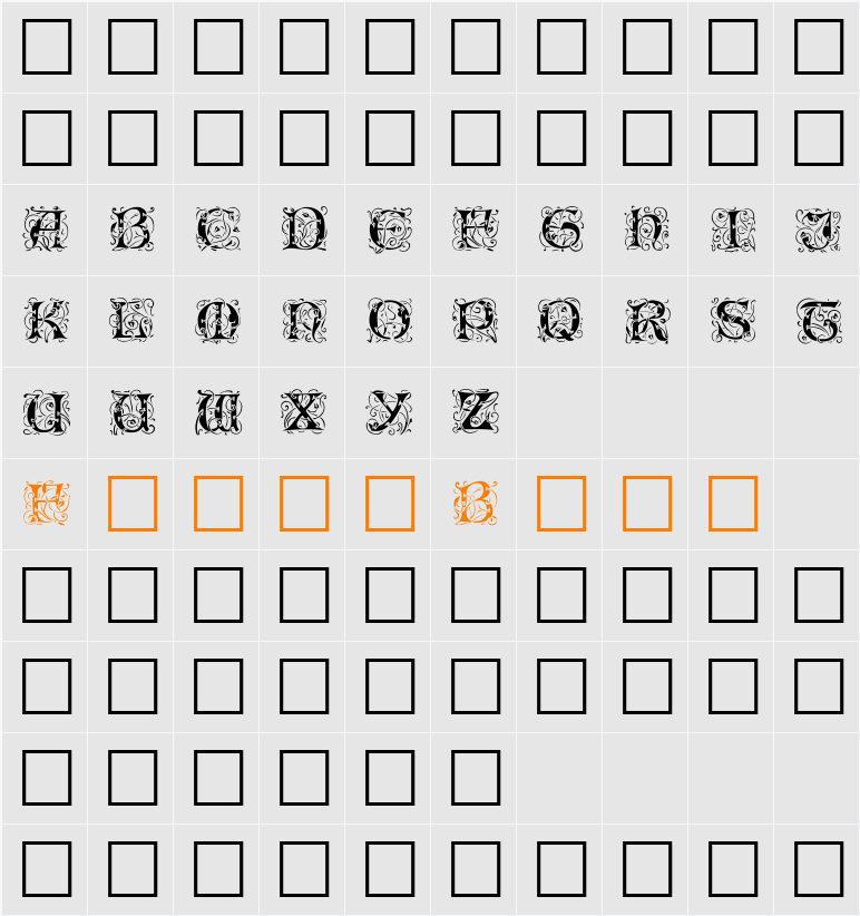 EileenCapsBlack Character Map