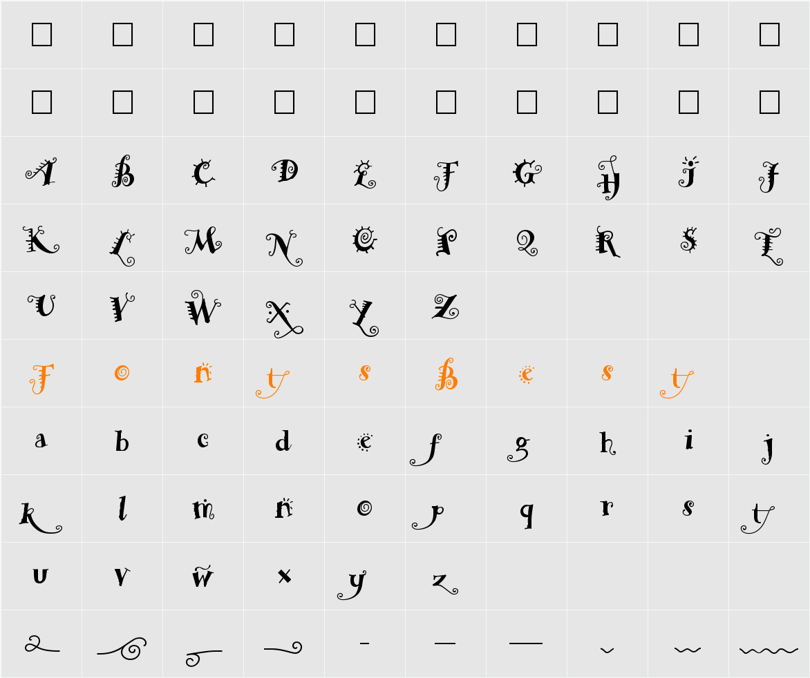 RemedyDoubleExtras Character Map
