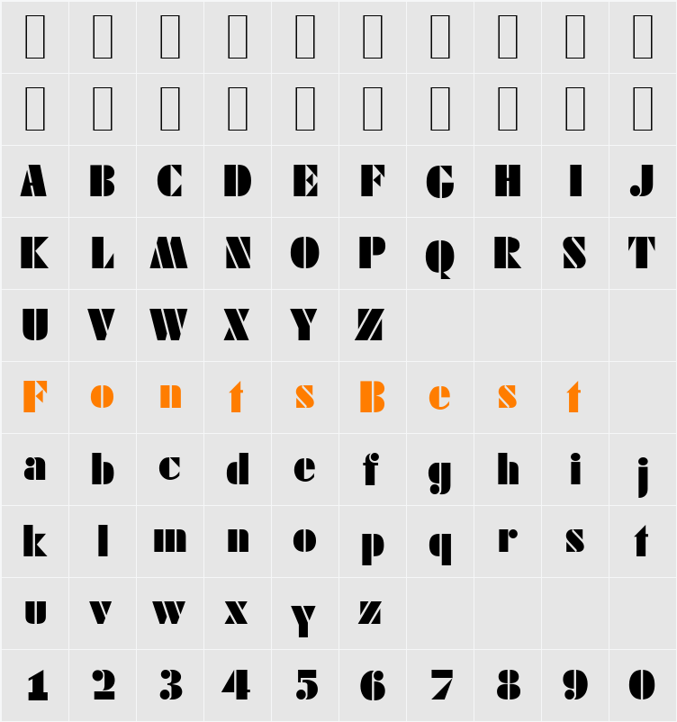 DekoBlackSerial Character Map