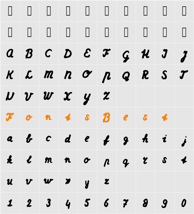 Dutchschoolwriting Character Map