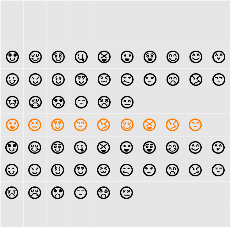 Hand Faces St Character Map