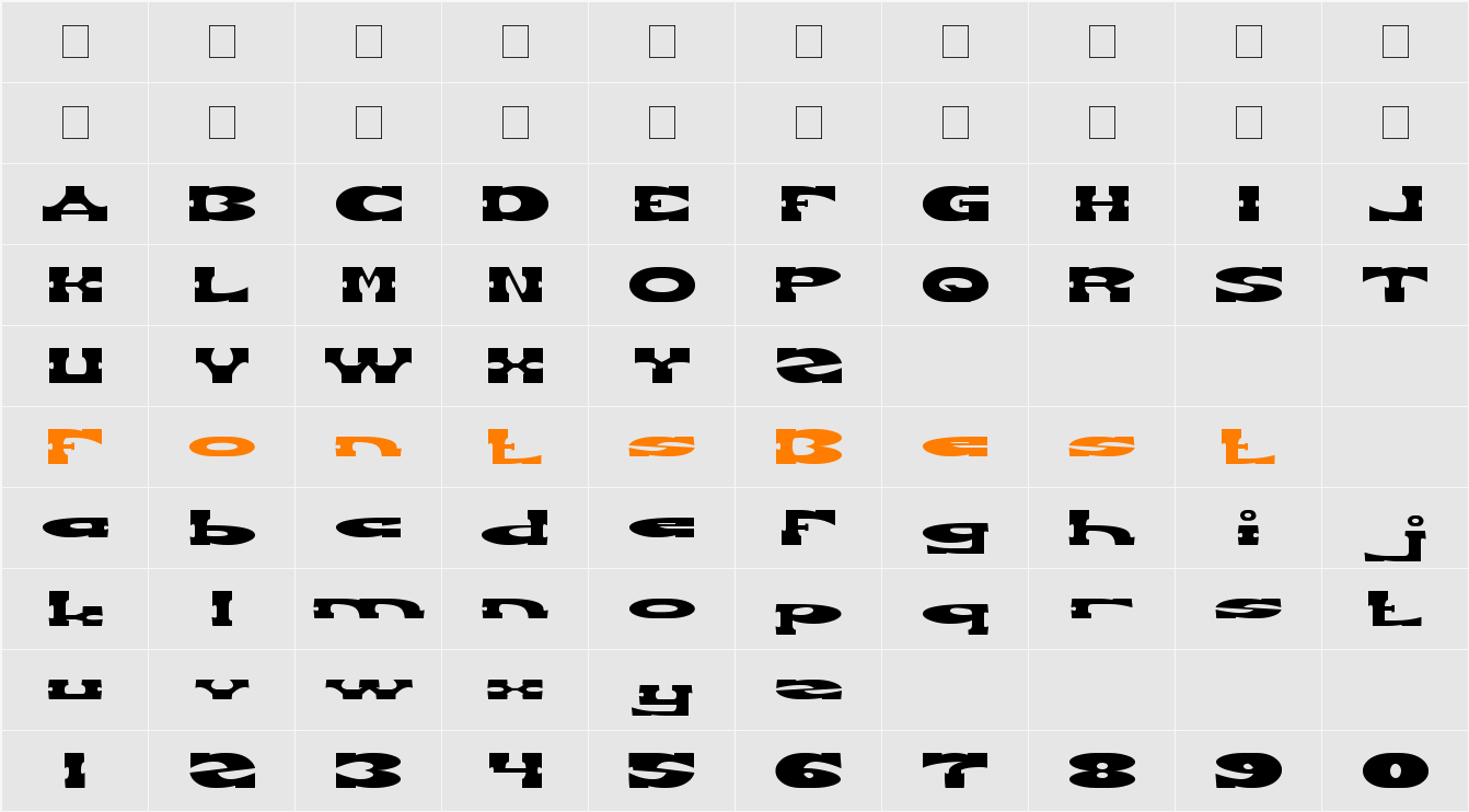REVOLVER GUN Character Map