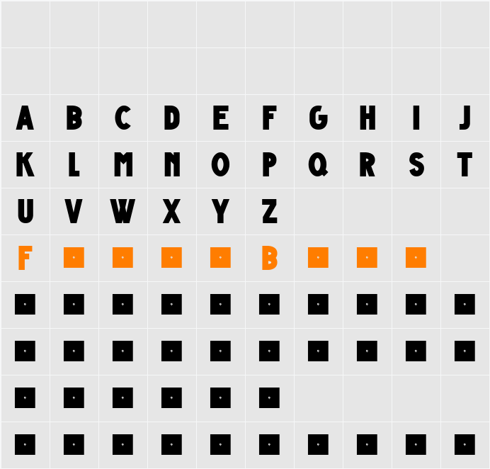 Grande Andretti - limited chars Character Map