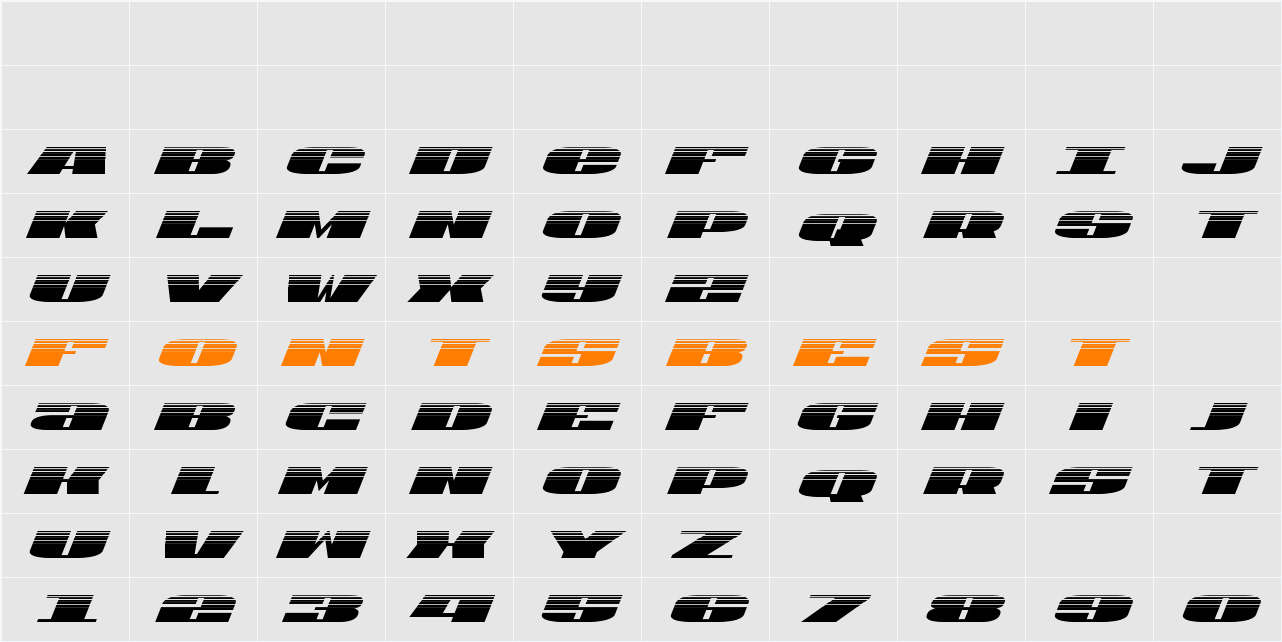 U.S.A. Halftone Italic Character Map