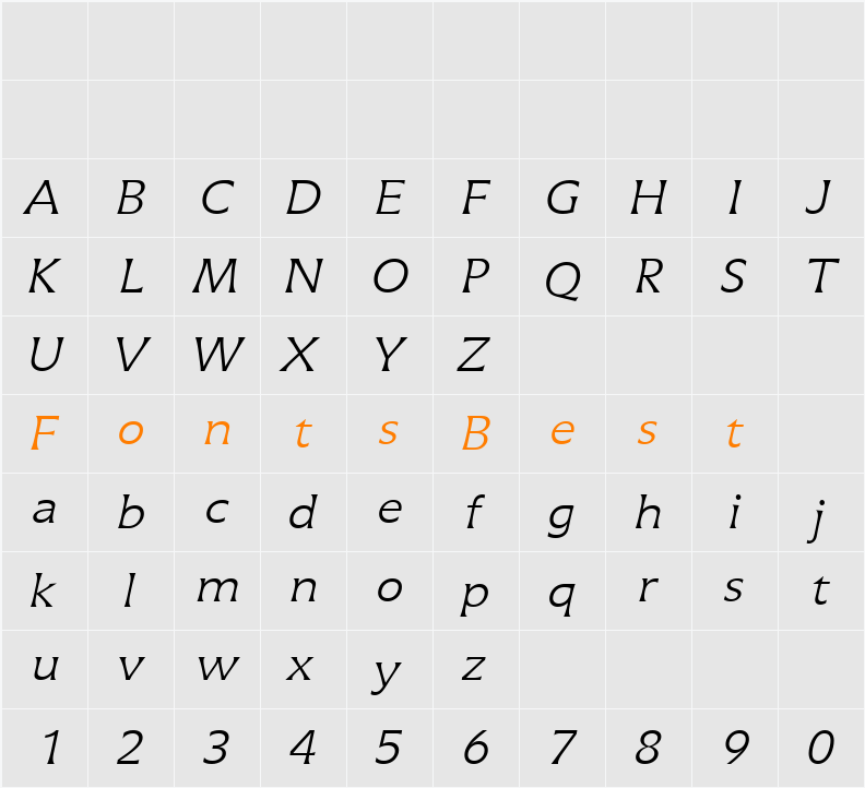 Icone LT Light Character Map
