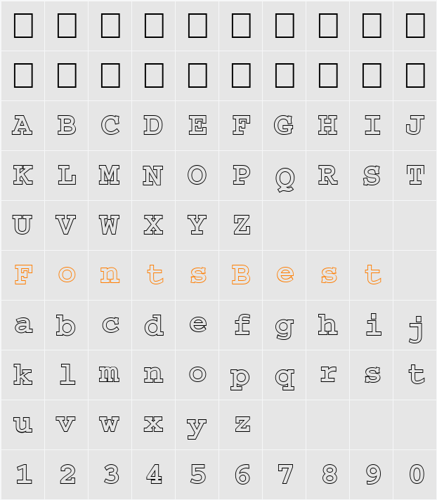 FZ DIGITAL 3 HOLLOW Character Map