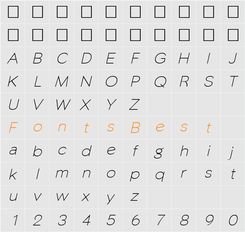 Phinster Fine Character Map