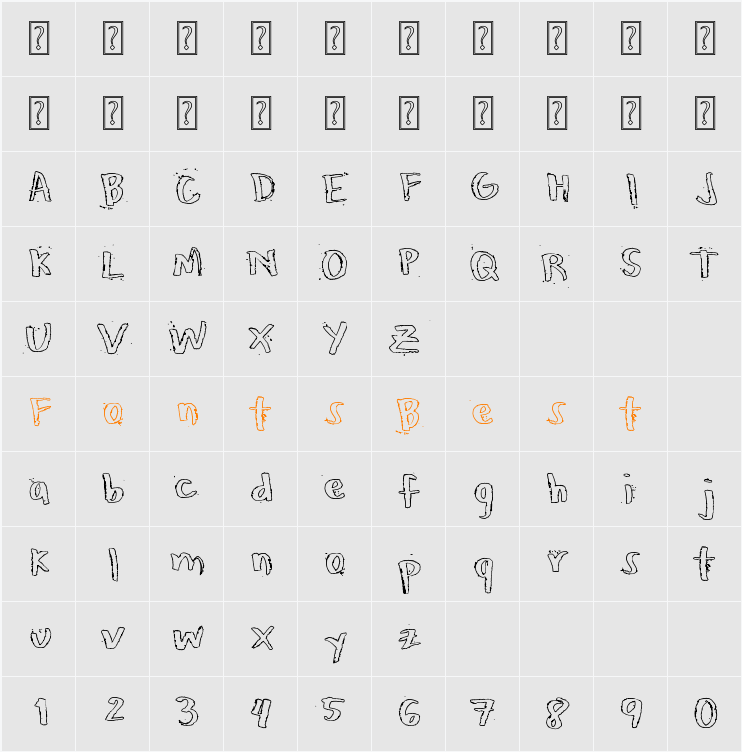 Honeytone Hollow Character Map