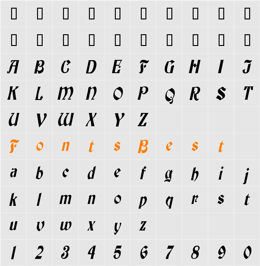 ThorntonCondensed Character Map