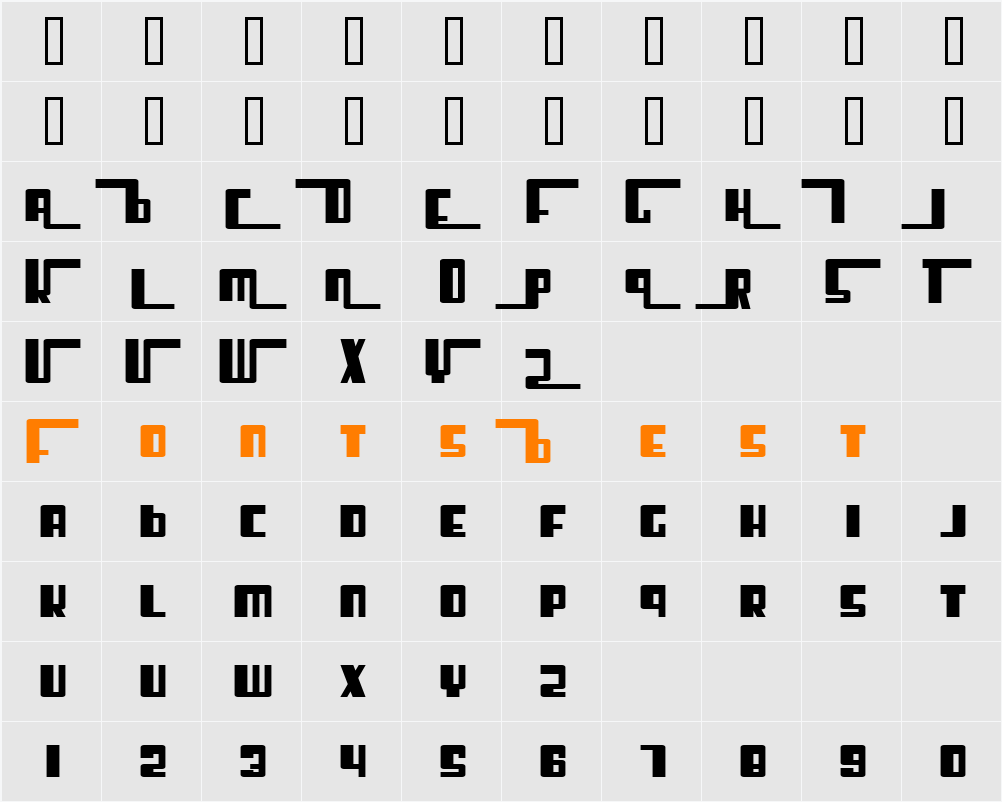 SF Cosmic Age Upright Character Map