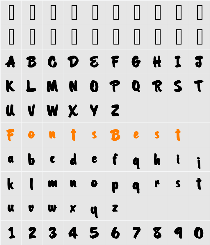 OrielScriptSSK Character Map