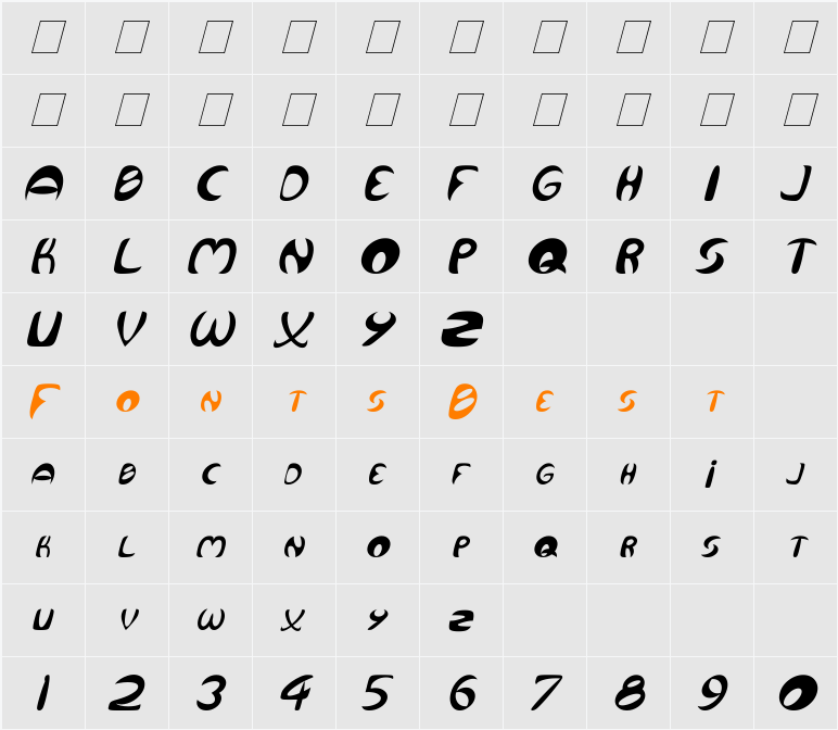 Qurve Character Map
