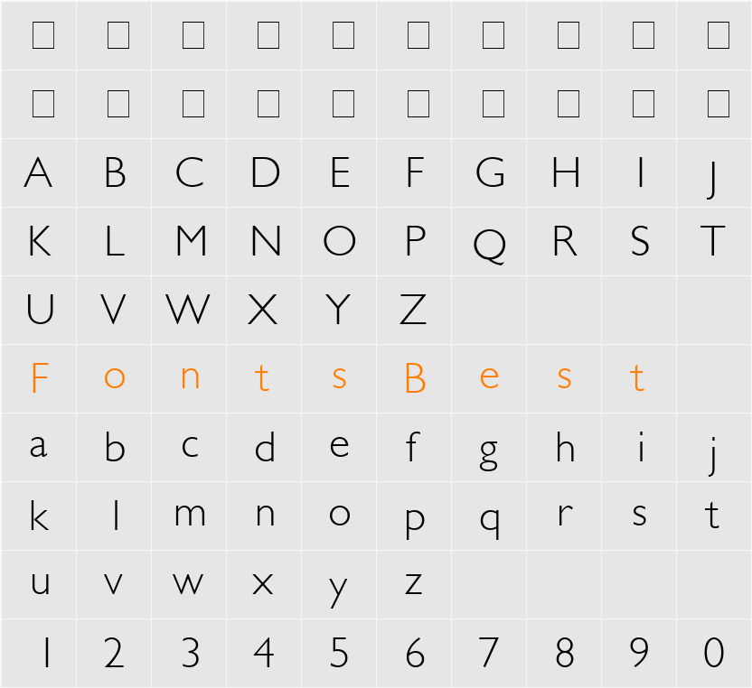 Gill Light SSi Character Map