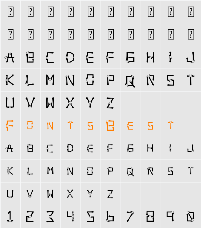 Orbital Sling Character Map
