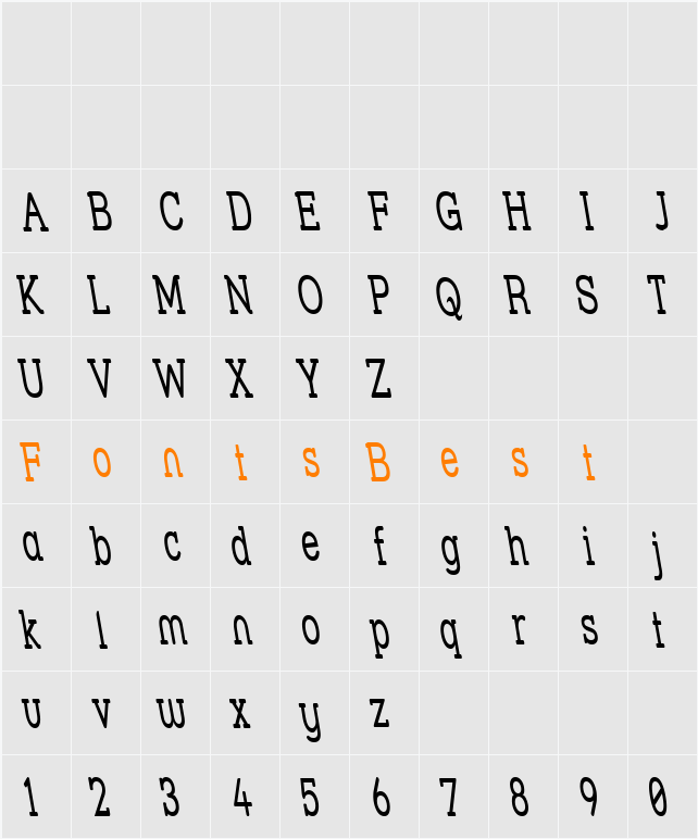 Street Slab - Super Narrow Rev Character Map