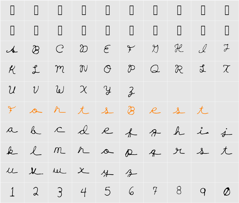 hannahfont Character Map