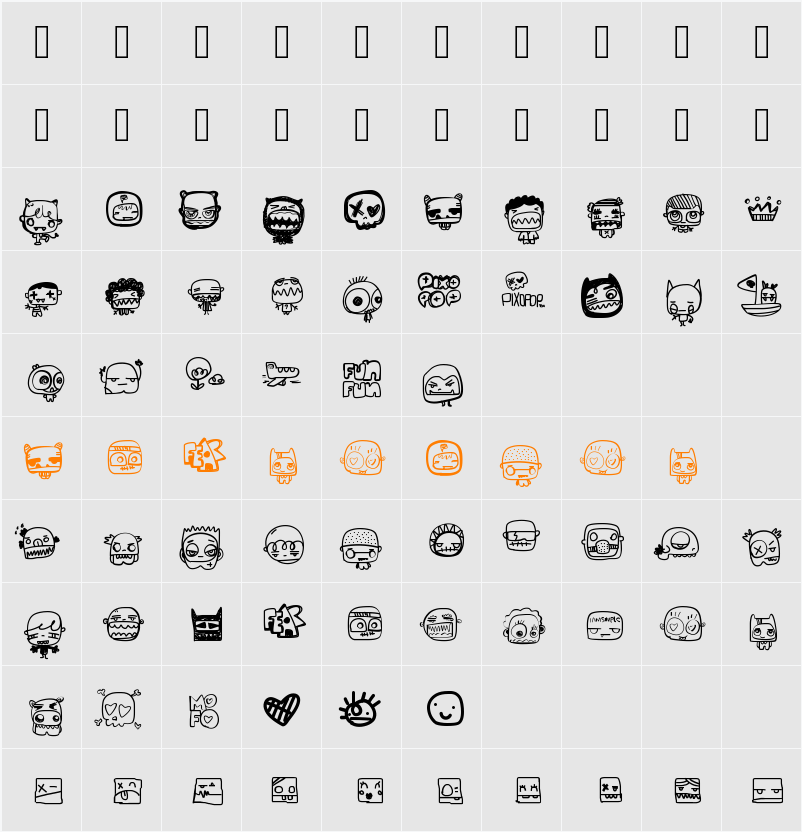 PixopopMonstalove Character Map