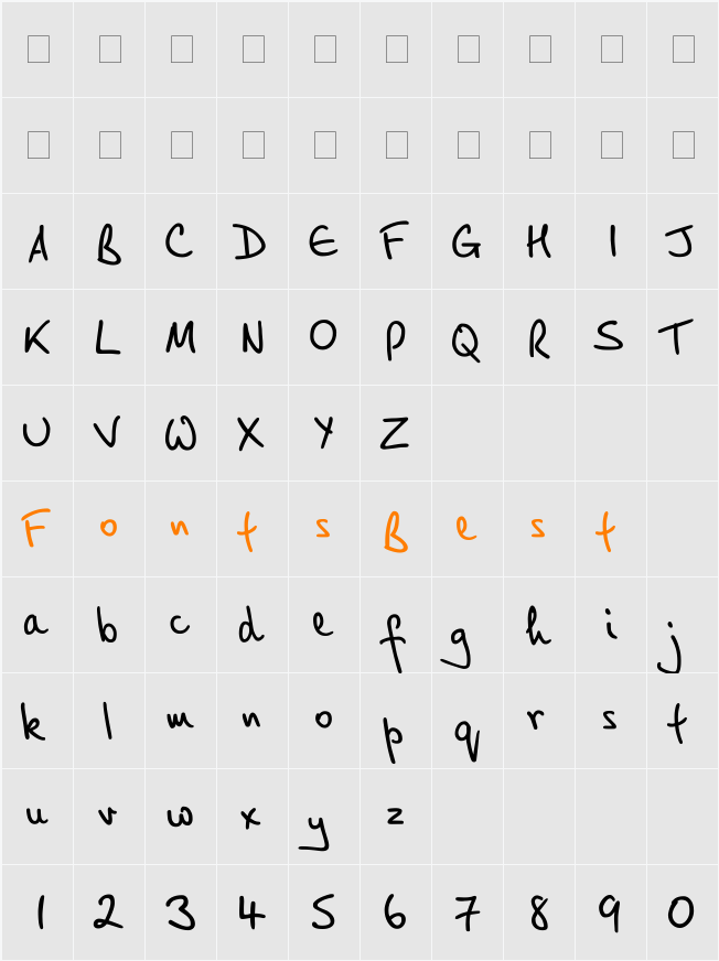 PT Script (Unreg.) Breeze Character Map