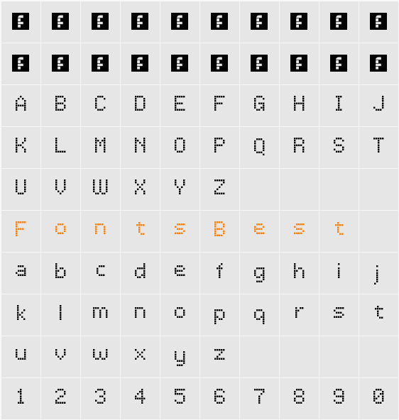 LCDDot TR Character Map