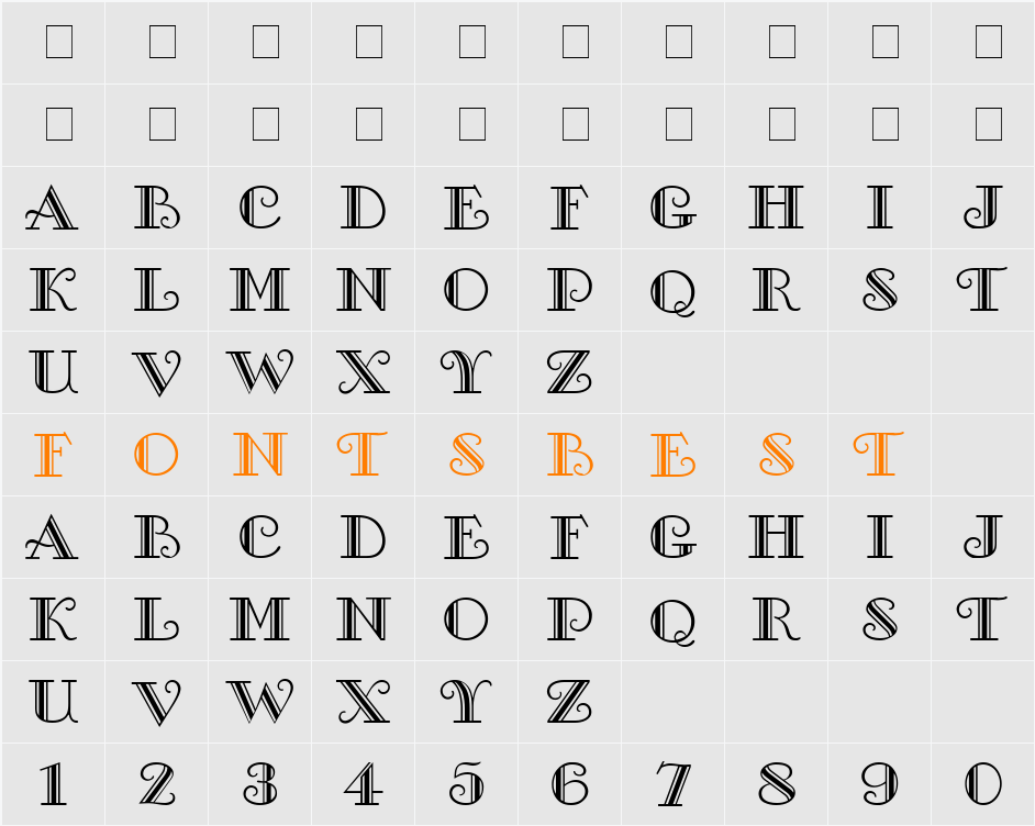 Galleria Character Map