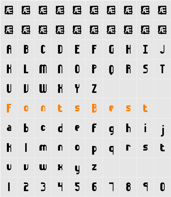 Sideways BRK Character Map