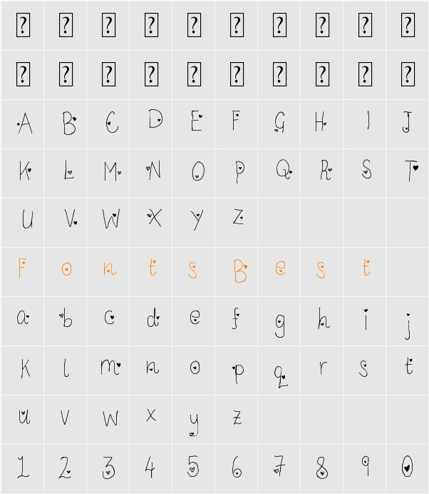 LC Look With Your Heart Character Map