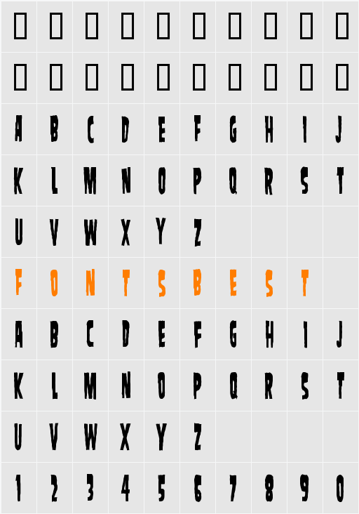 SamdanEvilCondensed Character Map