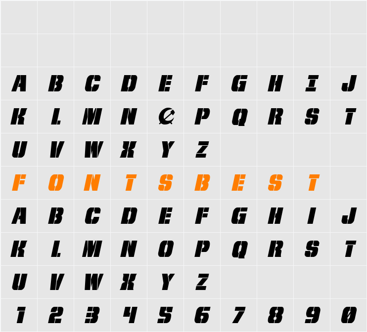 From BOND With Love Italic Character Map