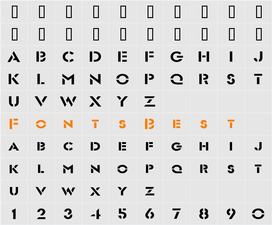 Stencil Sans-Extended Character Map