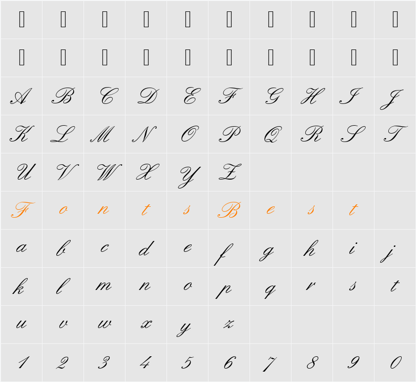Englische Becker Character Map