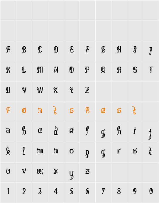 Bitling sulochi calligra Character Map