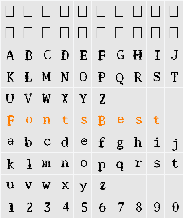 FZ DIGITAL 1 MANGLED Character Map