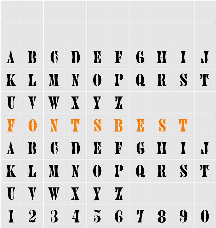 KingsrowThin Character Map