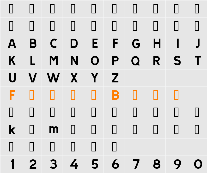 TRATEXNEGVERSAL Character Map