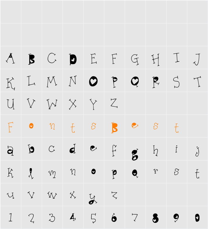 Organic Fridays Heart Alternate Character Map