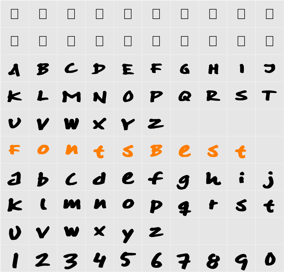 SkitserMarker Character Map