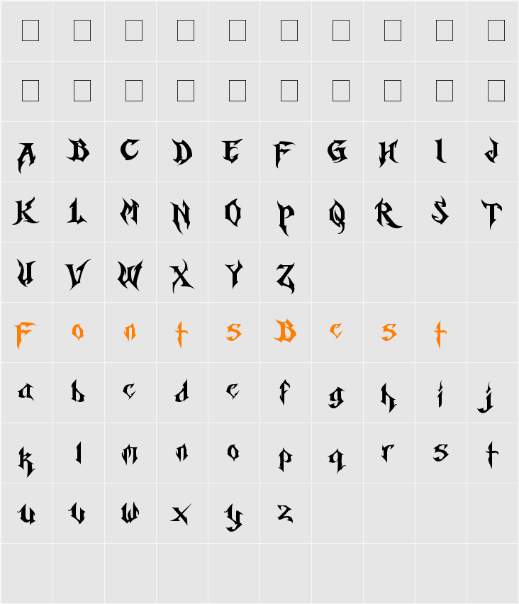 Horst Blackletter Character Map