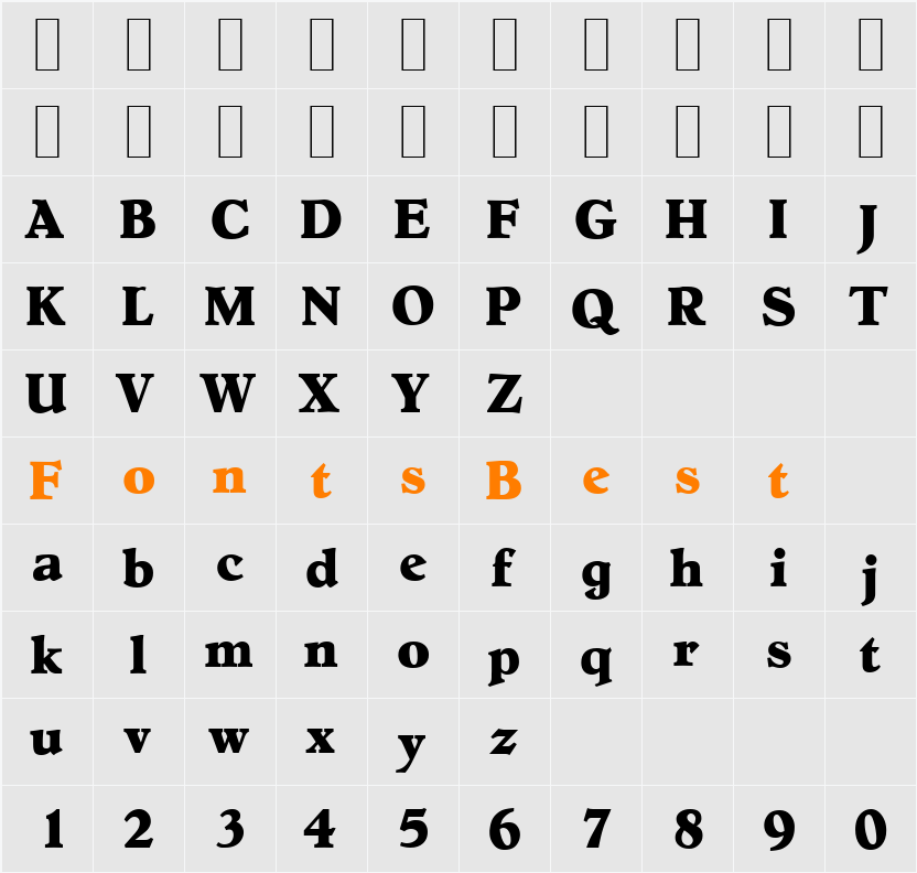 HobokenSerial-Xbold Character Map