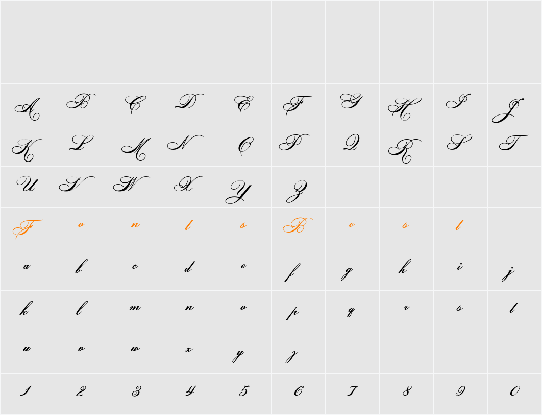 Helena Script ES  Character Map