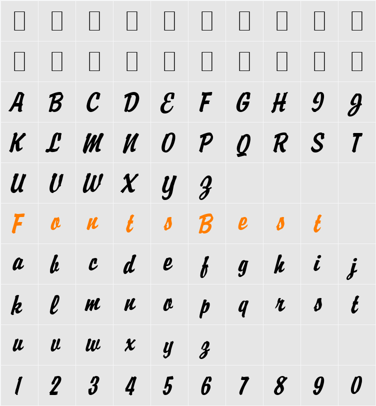 Brisk-Extended Character Map