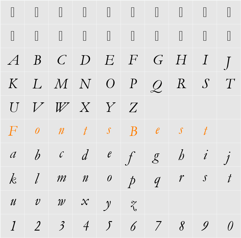 GaramondNo5D Character Map