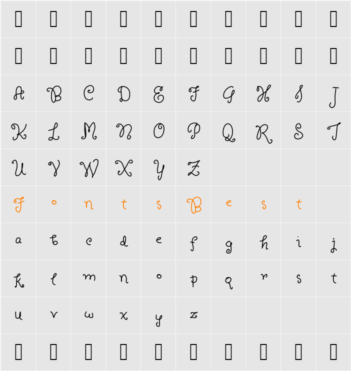 Boldilocks Character Map